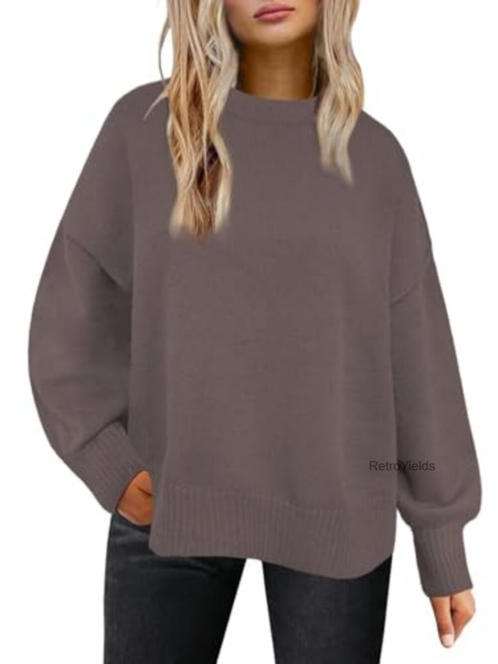 Oversized Crewneck Sweater Womens Long Sleeve Tunic Pullover Fall Winter